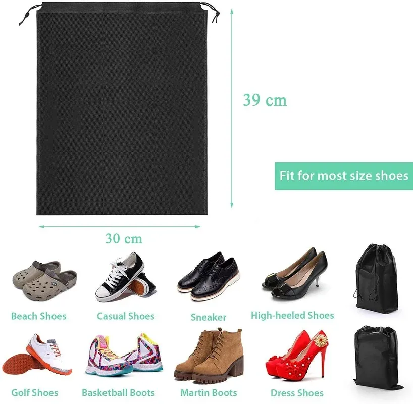 Pochette de voyage pour chaussures rangée dans une valise