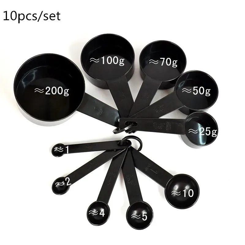 Lot de 5 ou 10 ustensiles de mesure pour cuisine : cuillères doseuses, cuillères à café, cuillères à sucre et tasses à mesurer pour la pâtisserie et la farine 9