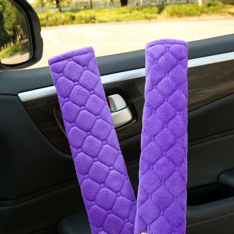 Coussinet de ceinture de sécurité réglable pour voiture en velours doux, anti-pincement et anti-usure, toutes saisons 4