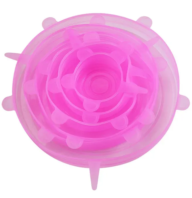 Lot de 6 couvercles de conservation en silicone de qualité alimentaire, réutilisables et hermétiques, universels 8