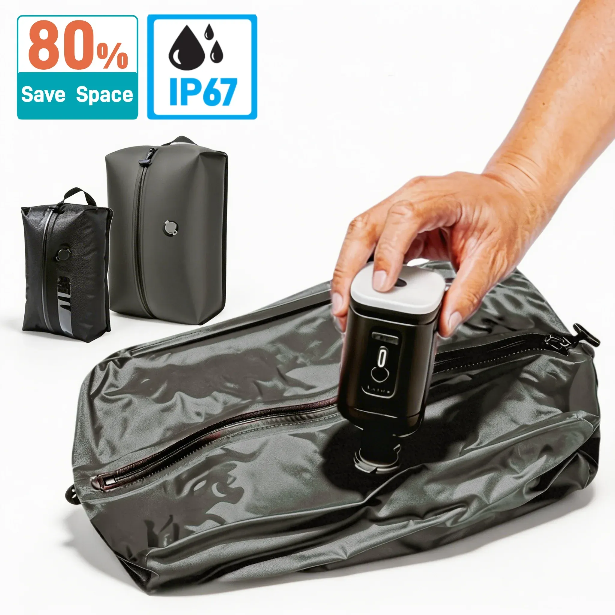 Sacs sous Vide pour Vêtements avec Pompe Électrique Sans Fil, Gain de Place 80 %, 9L, 17L et 34L, Matériau TPU Alimentaire - Image 1