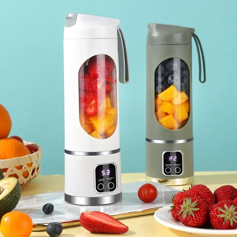 Presse-fruits portable rechargeable par USB à 10 lames, 450 ml, 3 vitesses, broyeur à glace pour smoothies et glaces 2