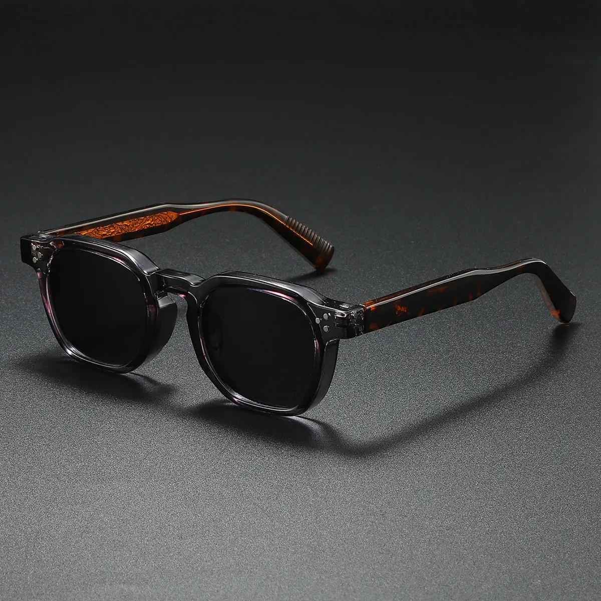 Lunettes de soleil carrées unisexe à monture métallique et rivets, verres polarisés, en CP, pour la conduite 7