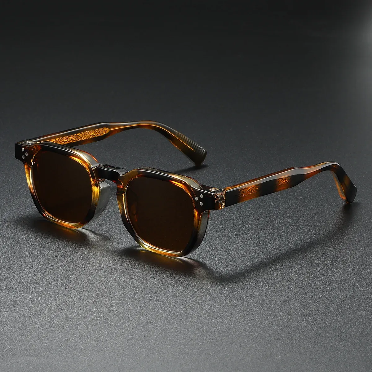 Lunettes de soleil carrées unisexe à monture métallique et rivets, verres polarisés, en CP, pour la conduite 10