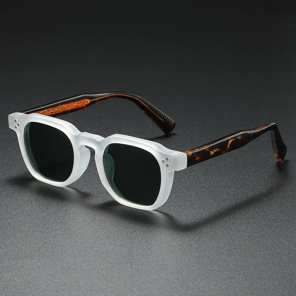 Lunettes de soleil carrées unisexe à monture métallique et rivets, verres polarisés, en CP, pour la conduite 9