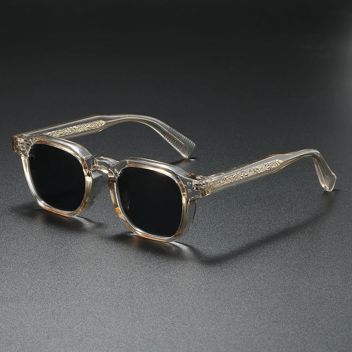Lunettes de soleil carrées unisexe à monture métallique et rivets, verres polarisés, en CP, pour la conduite 6