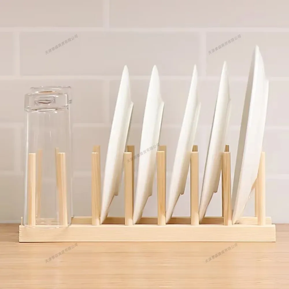 Égouttoir de rangement DIY en bambou et bois pour placards, organisateur de cuisine pour assiettes, planches à découper, tasses et couvercles de casseroles 2