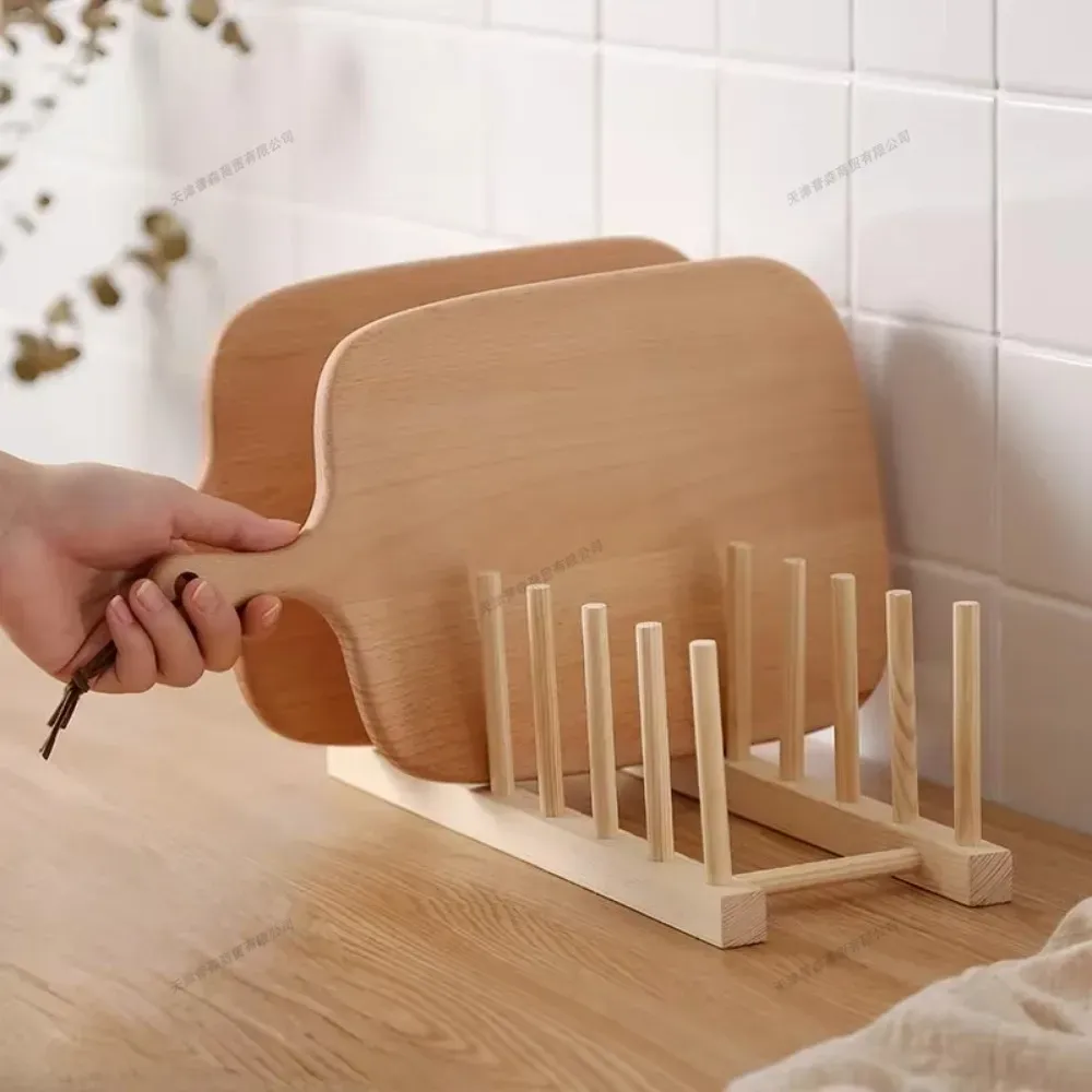 Égouttoir de rangement DIY en bambou et bois pour placards, organisateur de cuisine pour assiettes, planches à découper, tasses et couvercles de casseroles 3