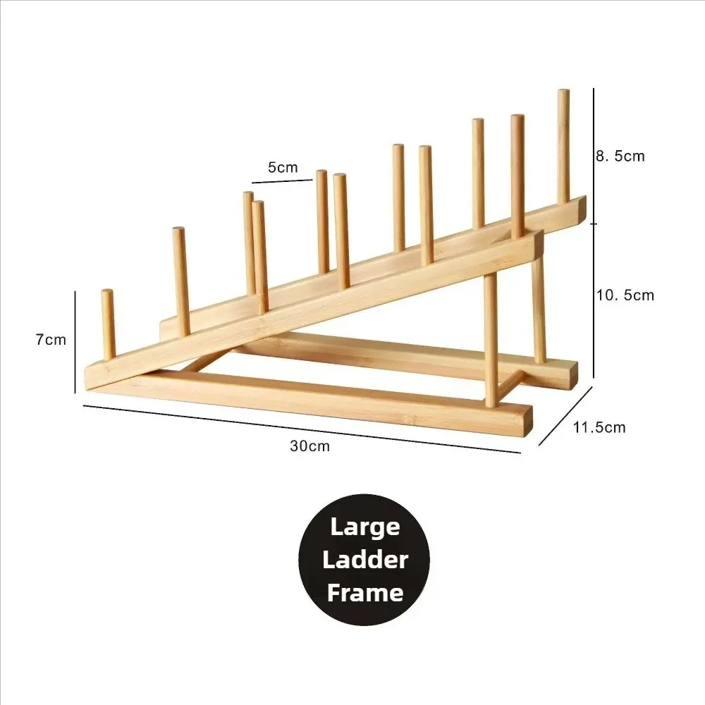 Égouttoir de rangement DIY en bambou et bois pour placards, organisateur de cuisine pour assiettes, planches à découper, tasses et couvercles de casseroles 7