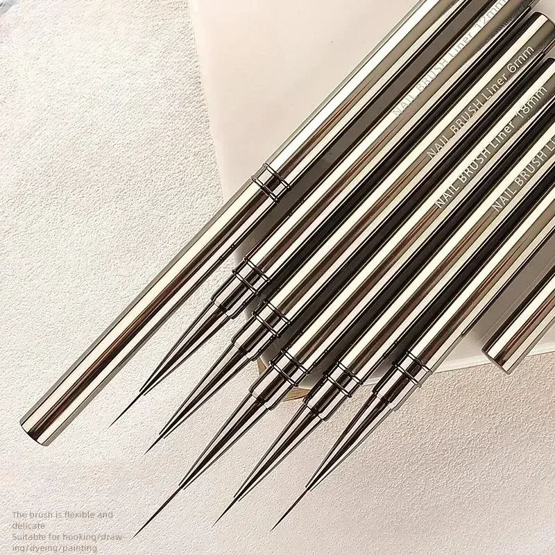 Pinceaux à rayures pour ongles, tailles 6, 9, 12, 15, 18 et 25 mm 5