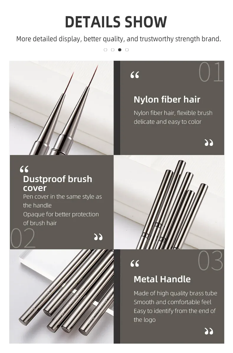Pinceaux pour ongles en détail