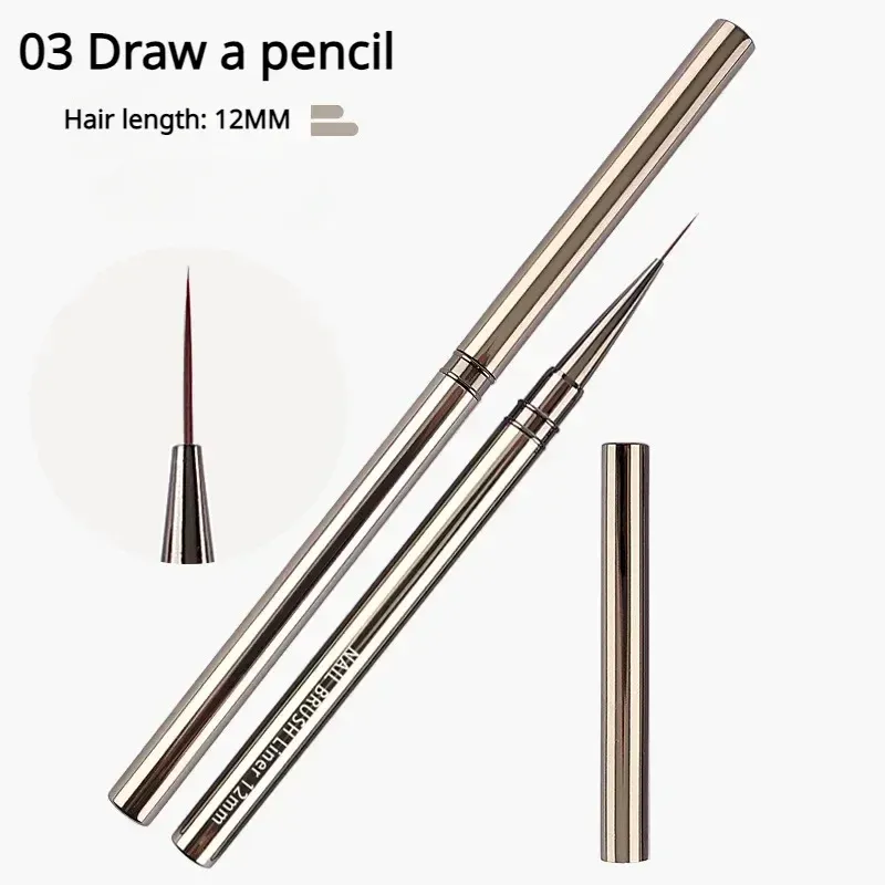Pinceaux à rayures pour ongles, tailles 6, 9, 12, 15, 18 et 25 mm 7