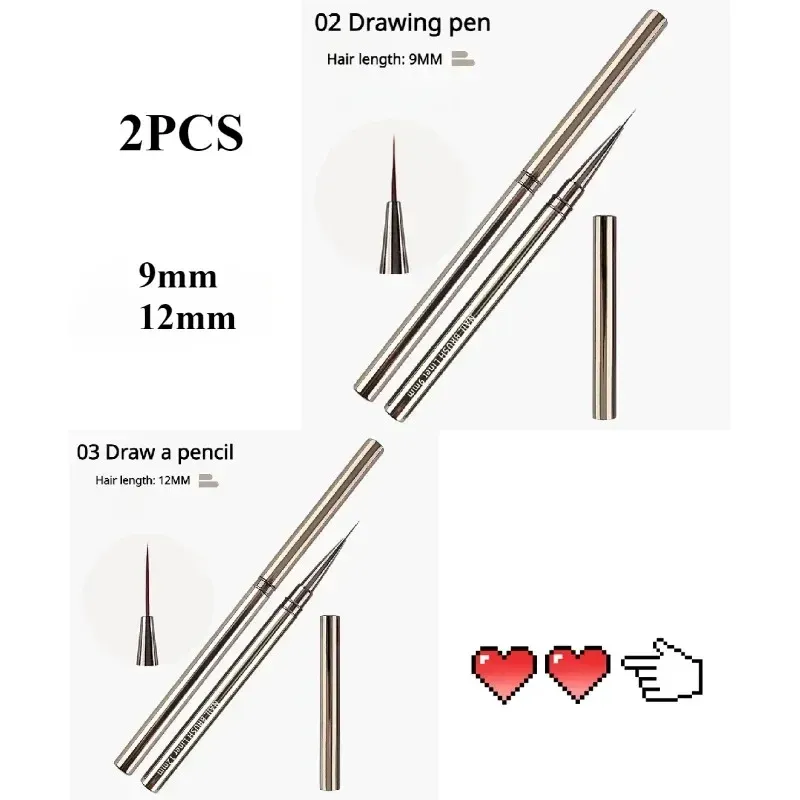 Pinceaux à rayures pour ongles, tailles 6, 9, 12, 15, 18 et 25 mm 19