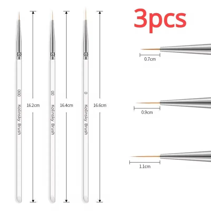 Pinceaux à rayures pour ongles, tailles 6, 9, 12, 15, 18 et 25 mm 18