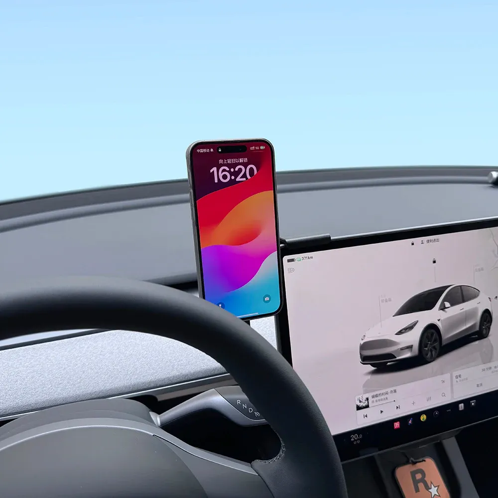 Support magnétique pour voiture avec chargeur sans fil 15W/25W compatible Qi2 et MagSafe, pour Tesla Model Y Juniper 2026, Model 3 et BYD 6