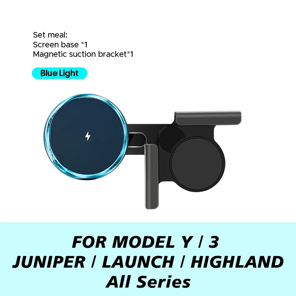 Support magnétique pour voiture avec chargeur sans fil 15W/25W compatible Qi2 et MagSafe, pour Tesla Model Y Juniper 2026, Model 3 et BYD 13