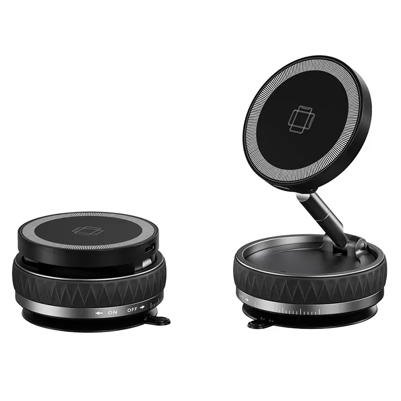 Support de téléphone magnétique sans fil à ventouse sous vide 15W pour voiture, rotatif à 360 degrés, compatible avec les smartphones iPhone 8