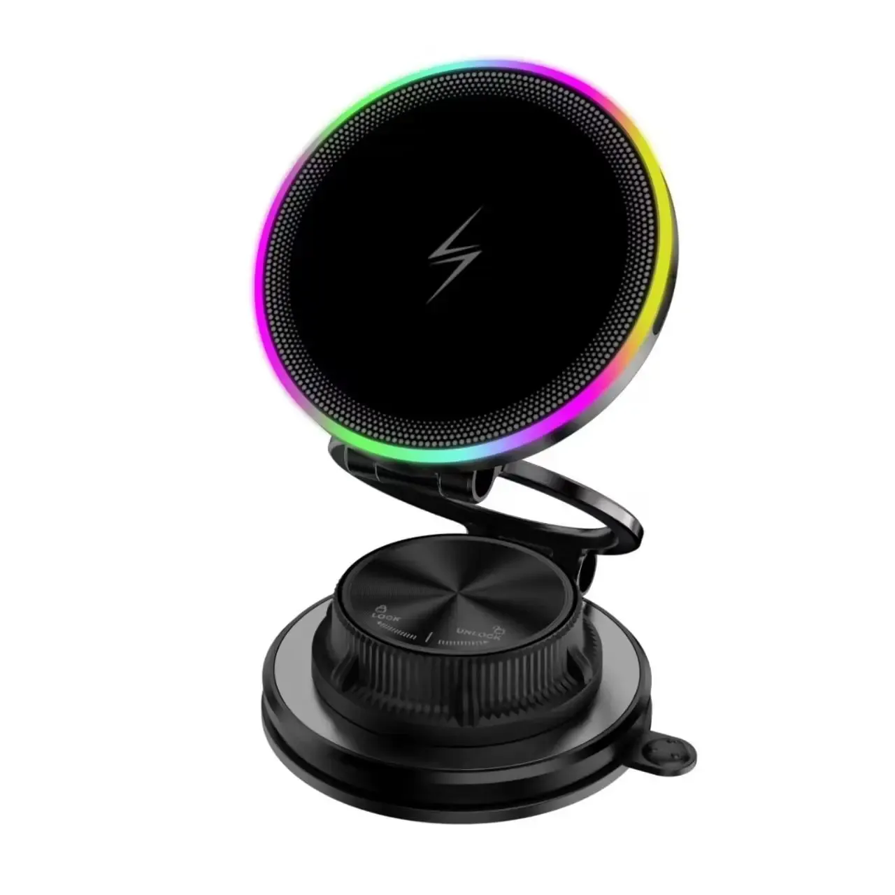 Support de téléphone magnétique sans fil à ventouse sous vide 15W pour voiture, rotatif à 360 degrés, compatible avec les smartphones iPhone 10