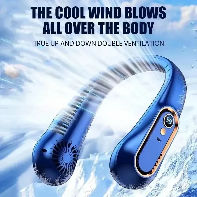 Ventilateur de cou portable sans pales, avec affichage numérique et recharge USB - Image 1