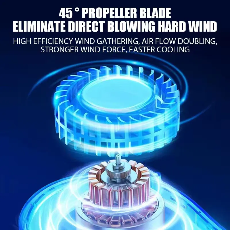 Ventilateur de cou portable sans pales, avec affichage numérique et recharge USB 3
