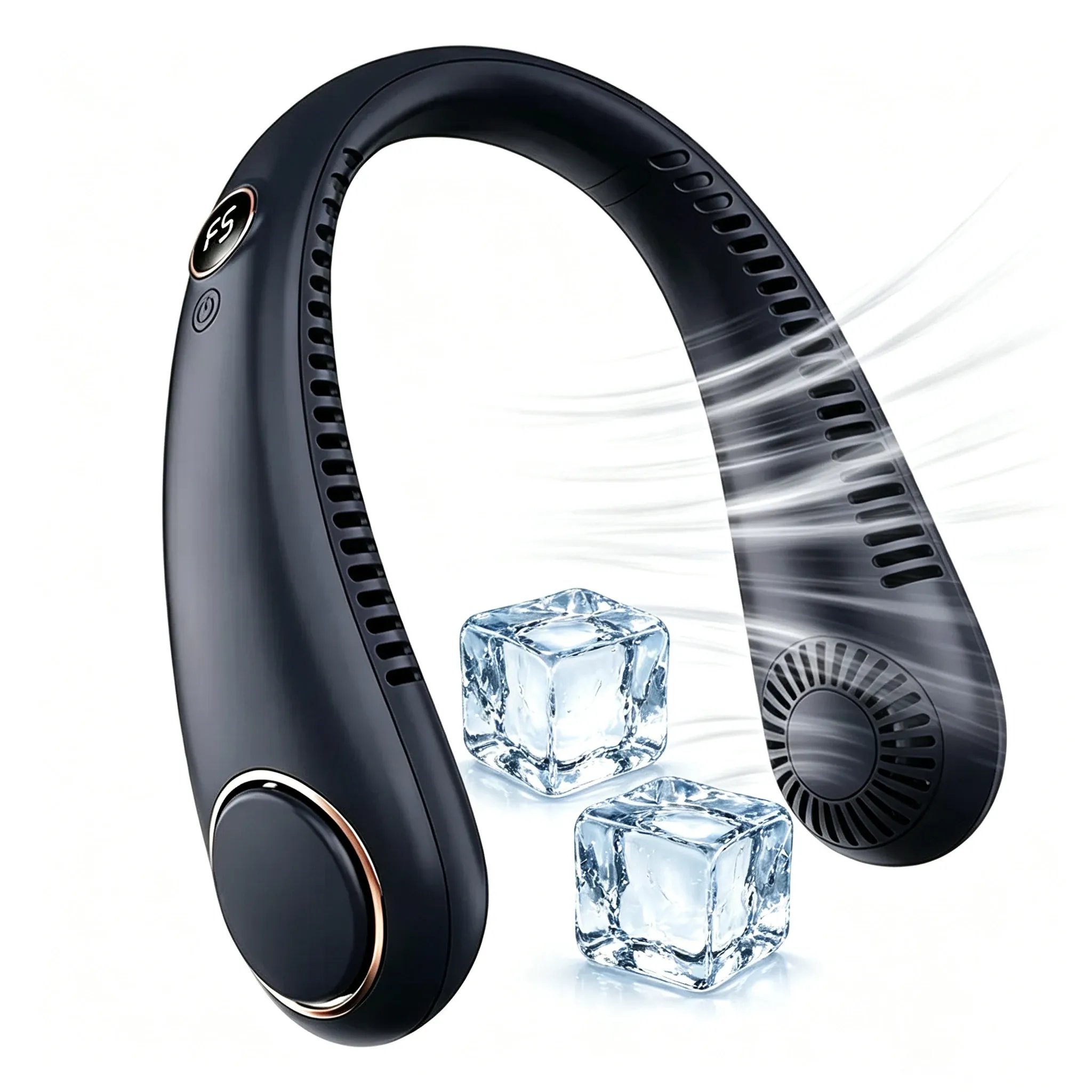 Ventilateur de cou portable sans pales, avec affichage numérique et recharge USB 10