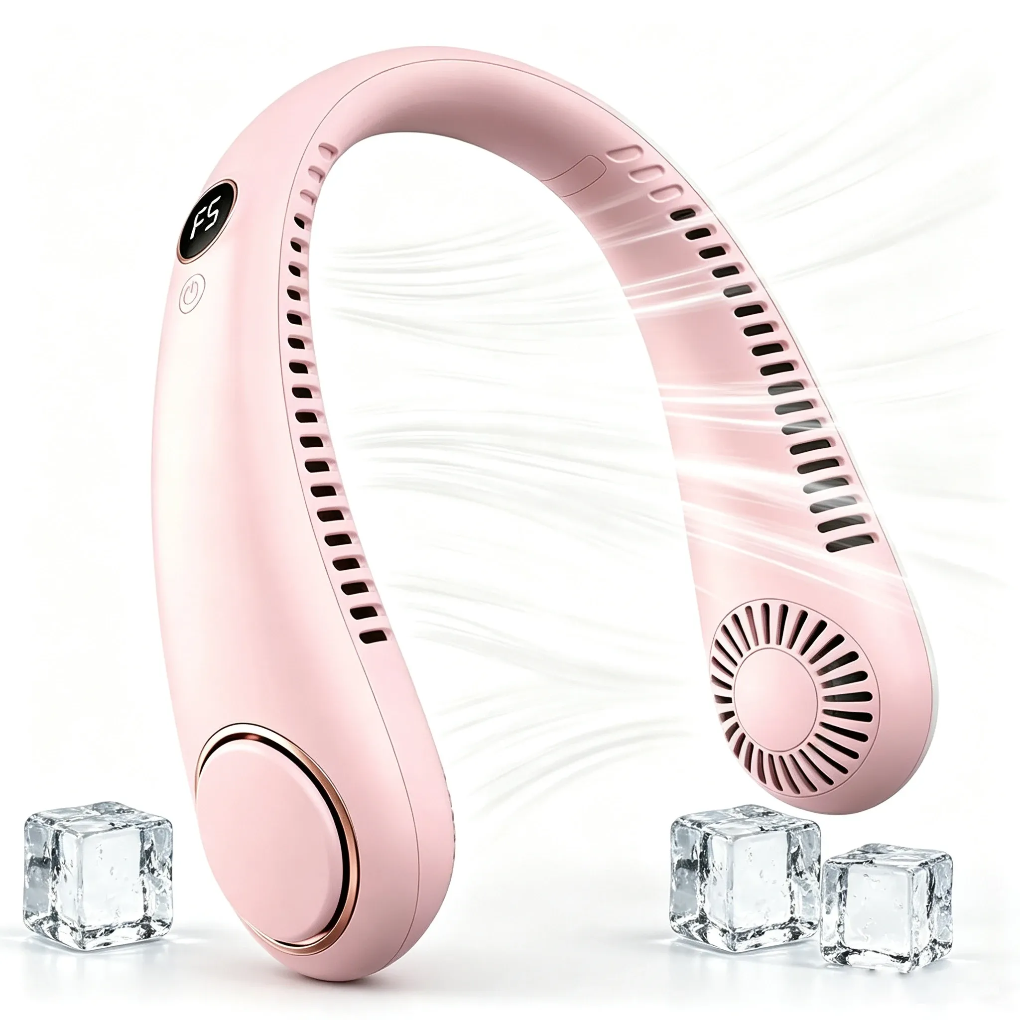 Ventilateur de cou portable sans pales, avec affichage numérique et recharge USB 12