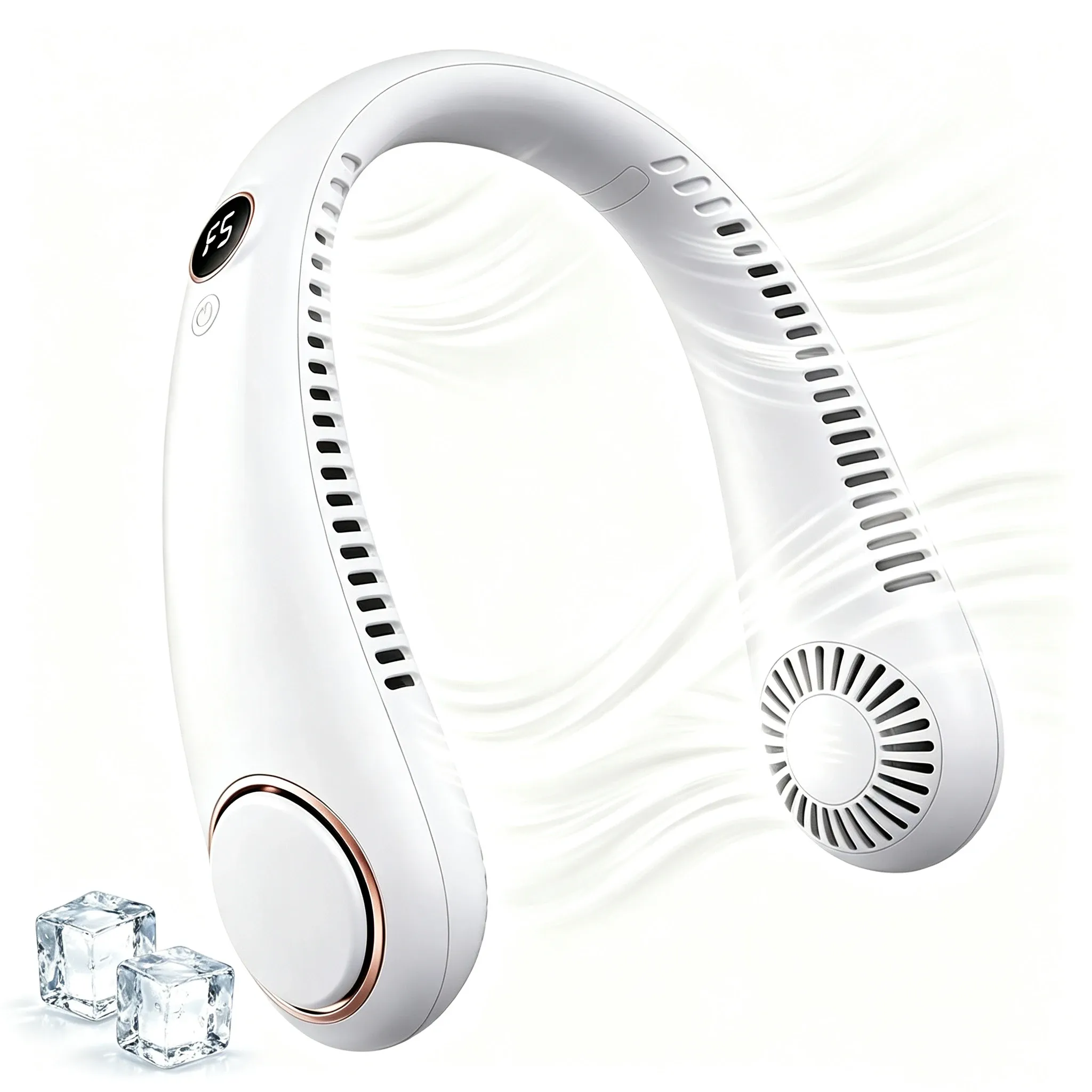 Ventilateur de cou portable sans pales, avec affichage numérique et recharge USB 13