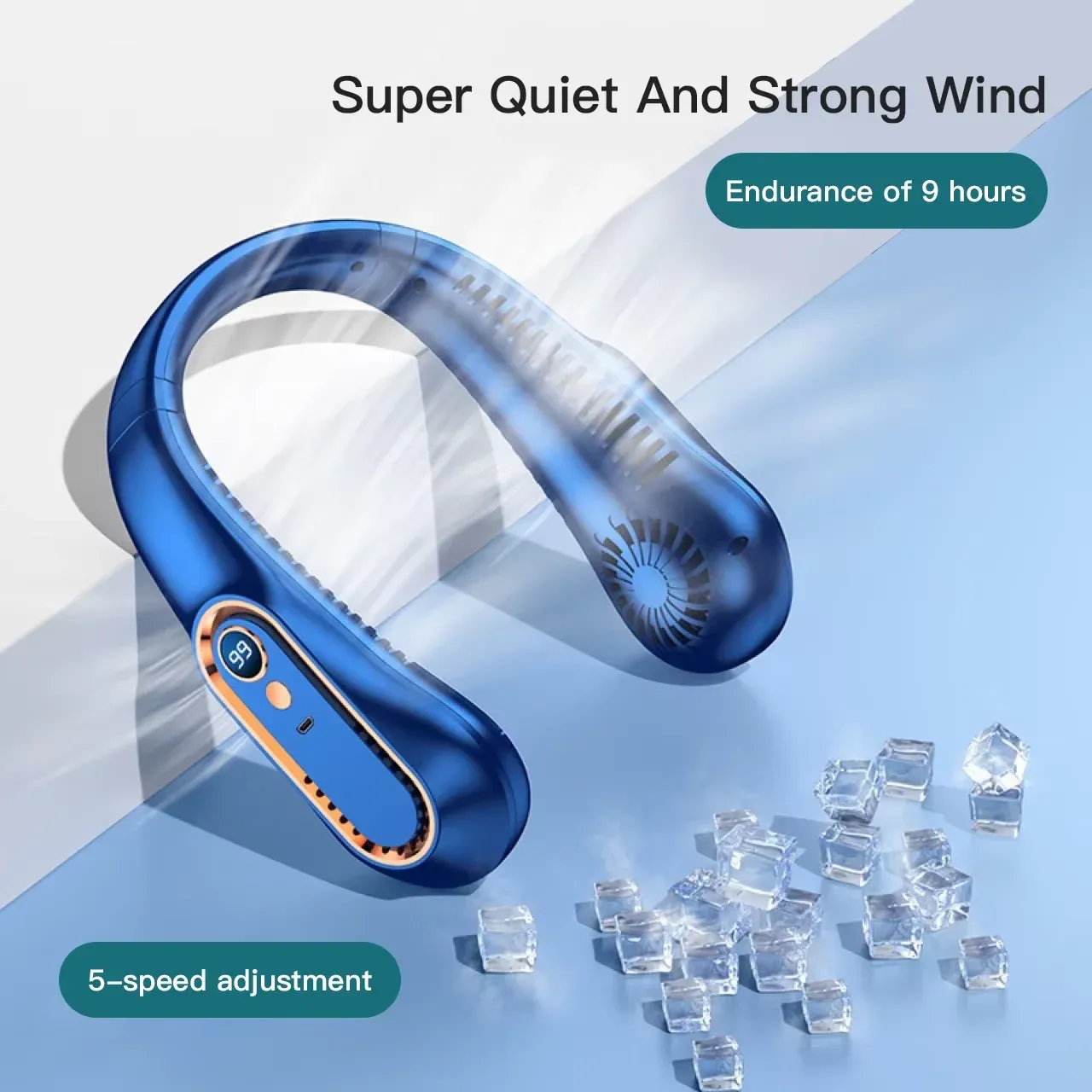 Ventilateur de cou portable sans pales, avec affichage numérique et recharge USB 16