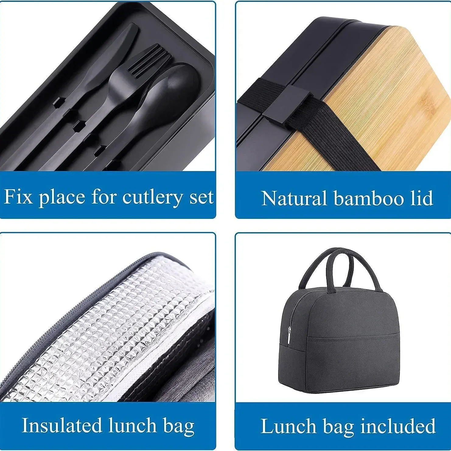 Boîte à déjeuner Bento pour adultes avec compartiments, ensemble de récipients de conservation des aliments à 2 niveaux avec couverts pour enfants, compartiment à légumes compatible micro-ondes et lave-vaisselle 3