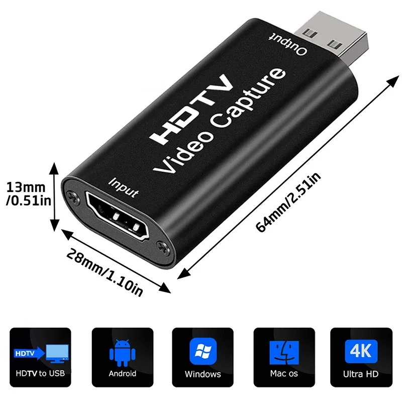 Carte de capture vidéo 4K en métal, vue détaillée