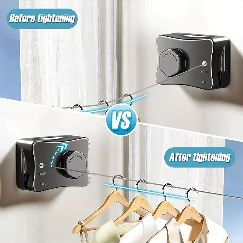 Corde à linge rétractable murale pour intérieur et extérieur, idéale pour camping-car 2