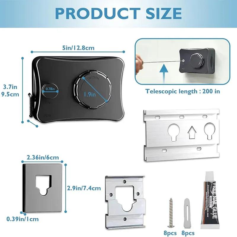 Corde à linge rétractable murale pour intérieur et extérieur, idéale pour camping-car 5