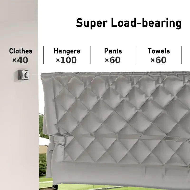 Corde à linge rétractable murale pour intérieur et extérieur, idéale pour camping-car 6
