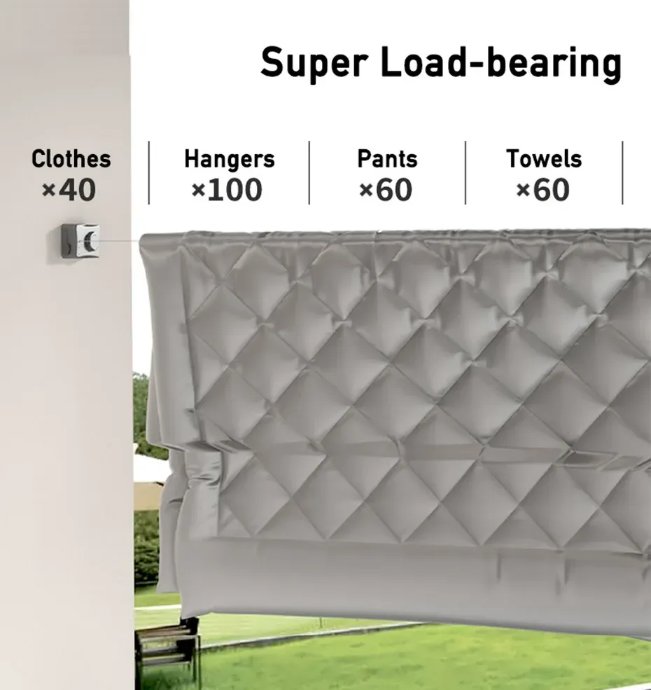 Corde à linge rétractable, usage extérieur