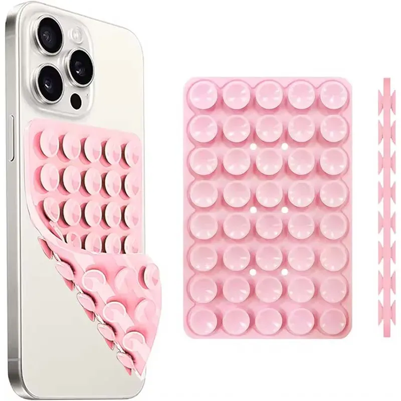 Support de téléphone à ventouse en silicone, double face, mains libres, poignée robuste pour selfies et vidéos, compatible iPhone et Android - Image 1