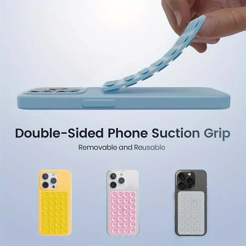 Support de téléphone à ventouse en silicone, double face, mains libres, poignée robuste pour selfies et vidéos, compatible iPhone et Android 5