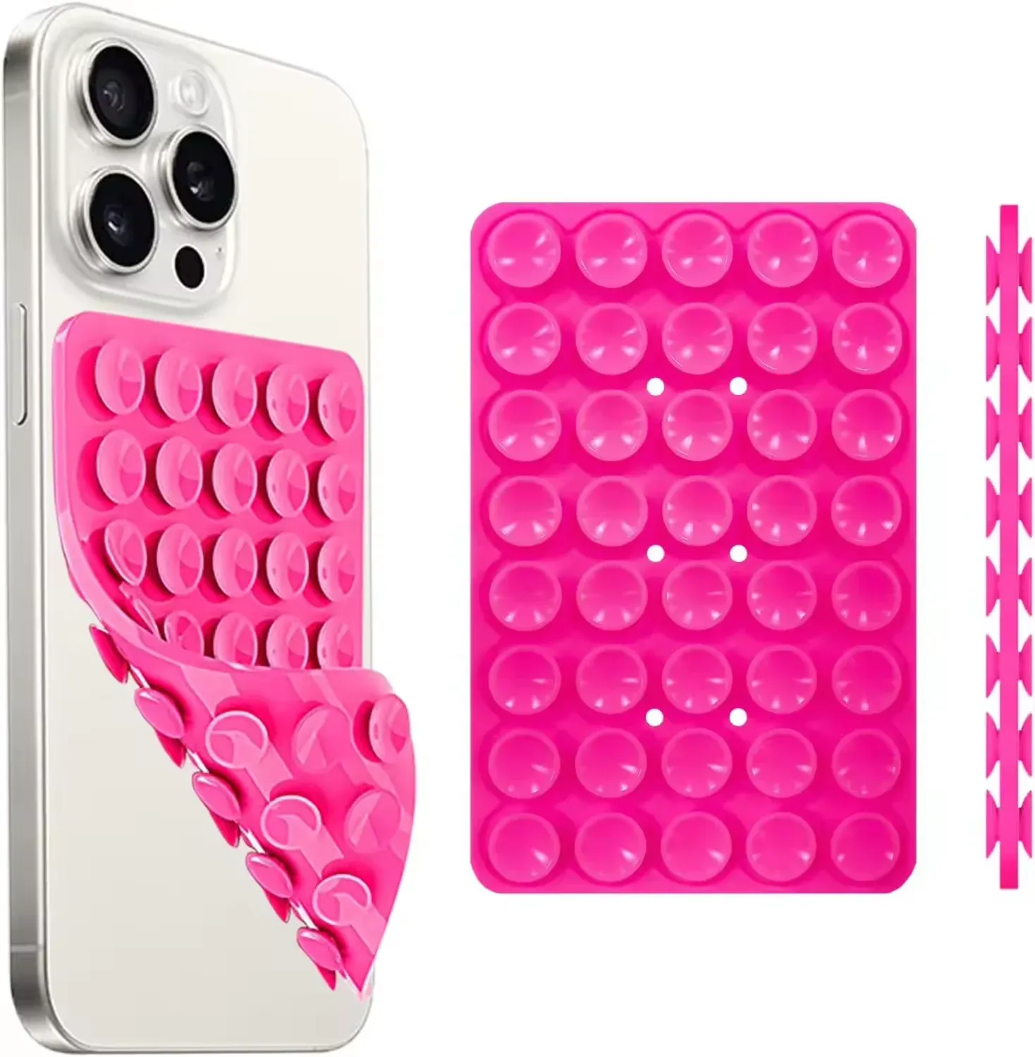 Support de téléphone à ventouse en silicone, double face, mains libres, poignée robuste pour selfies et vidéos, compatible iPhone et Android 14