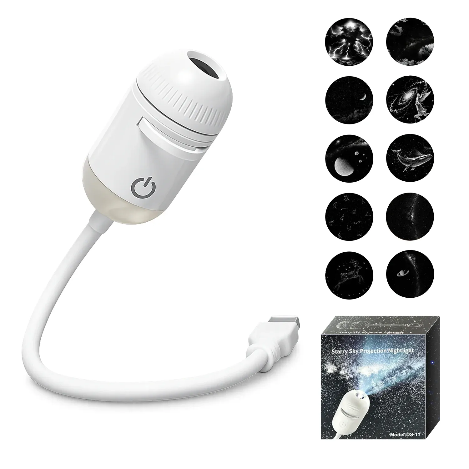 Projecteur galaxie USB 2 en 1 à mise au point manuelle, lampe d'ambiance Saturne pour chambre - Image 1