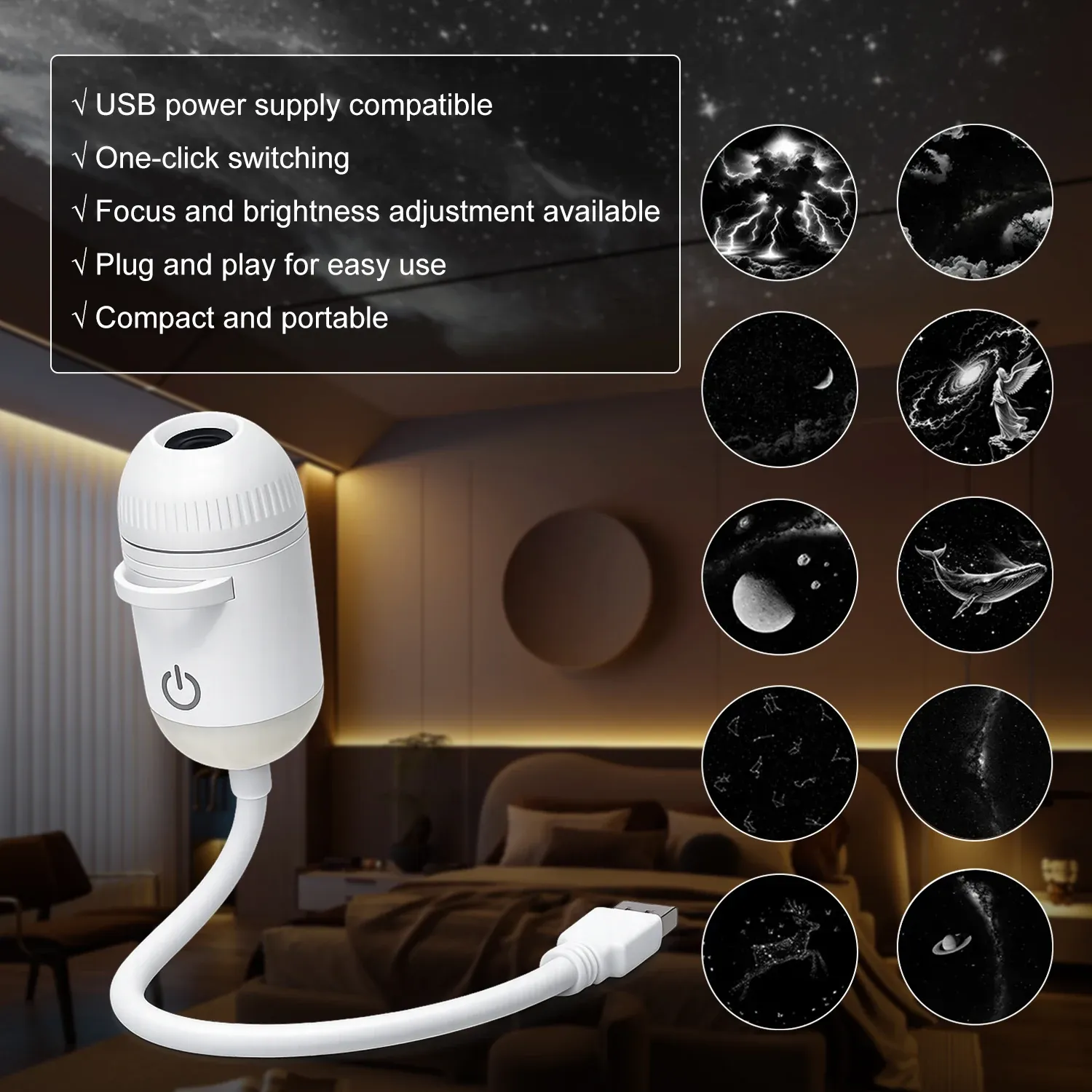 Lampe de projection galaxie Type A, vue 2