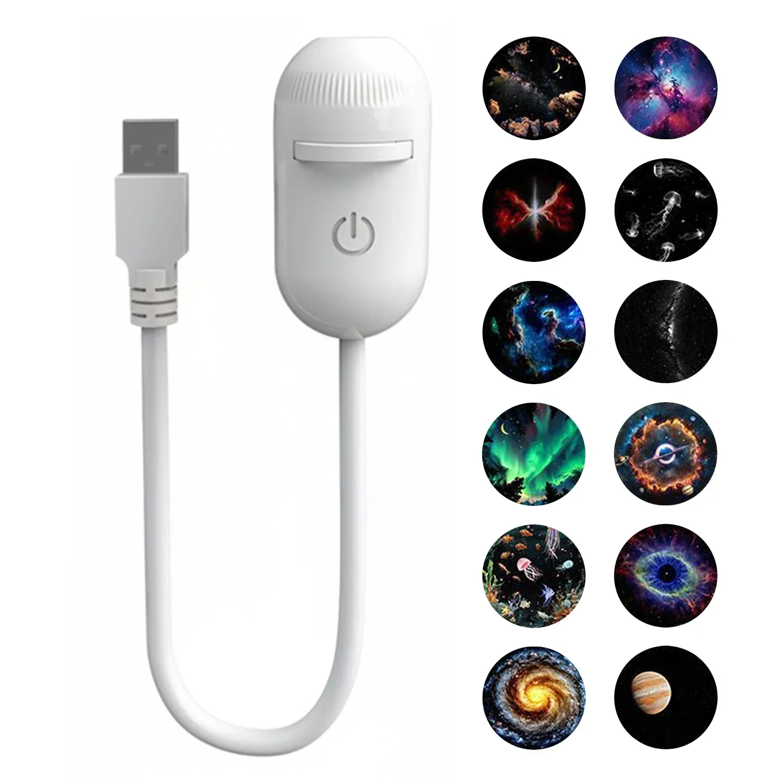 Projecteur galaxie USB 2 en 1 à mise au point manuelle, lampe d'ambiance Saturne pour chambre 12