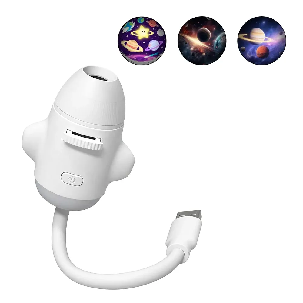 Projecteur galaxie USB 2 en 1 à mise au point manuelle, lampe d'ambiance Saturne pour chambre 18