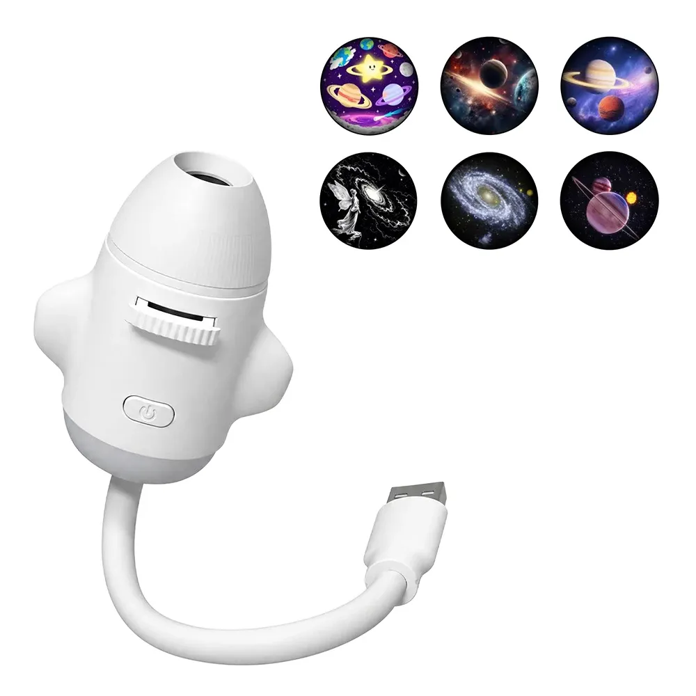 Projecteur galaxie USB 2 en 1 à mise au point manuelle, lampe d'ambiance Saturne pour chambre 17