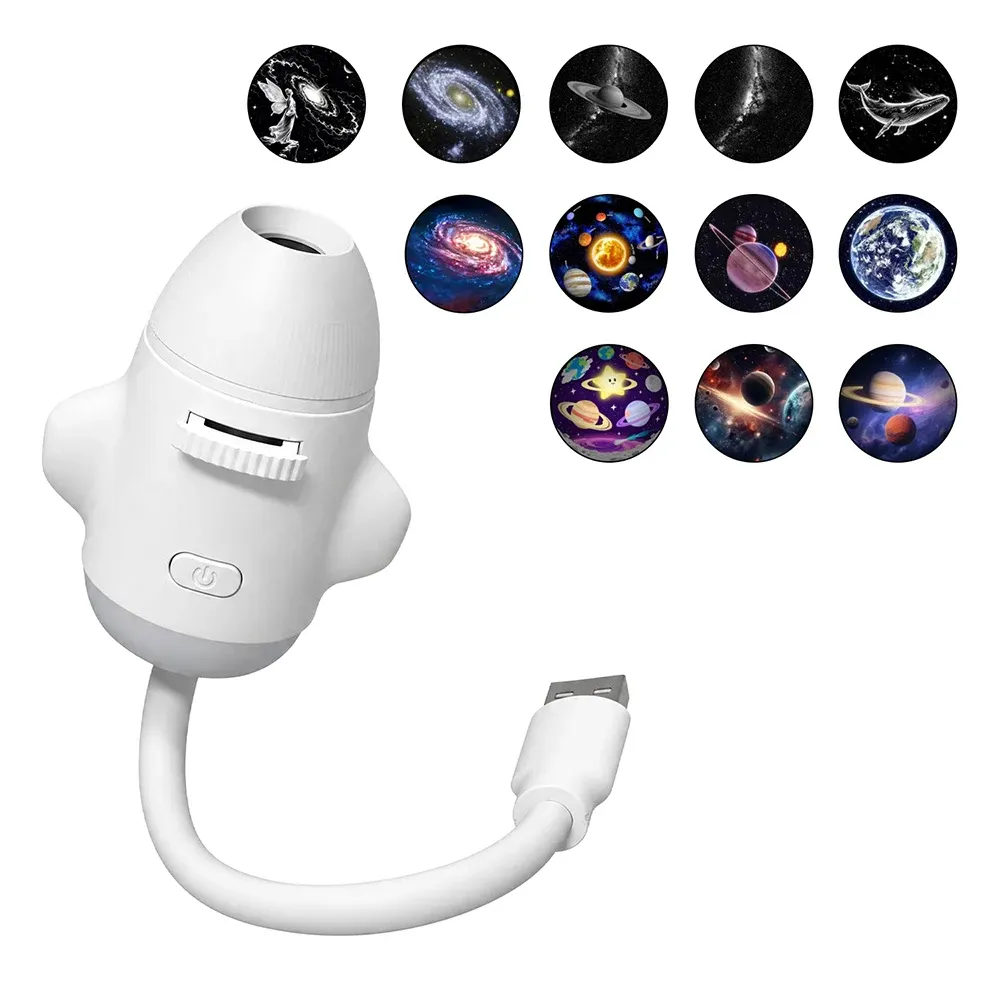 Projecteur galaxie USB 2 en 1 à mise au point manuelle, lampe d'ambiance Saturne pour chambre 16