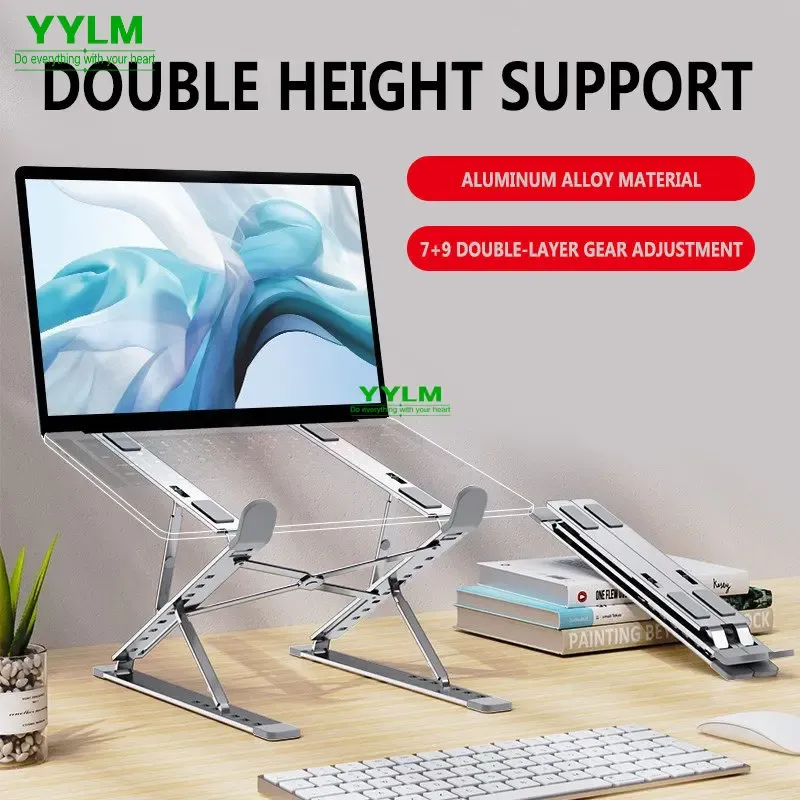 Support pour ordinateur portable en aluminium réglable, pliable et détachable pour MacBook 2