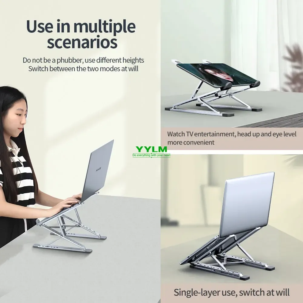 Support pour ordinateur portable en aluminium réglable, pliable et détachable pour MacBook 3