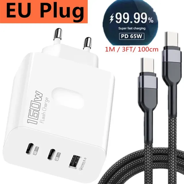 Chargeur USB-C 160 W à charge rapide PD 3.0 pour iPhone, Samsung, Xiaomi, Redmi et OPPO 18