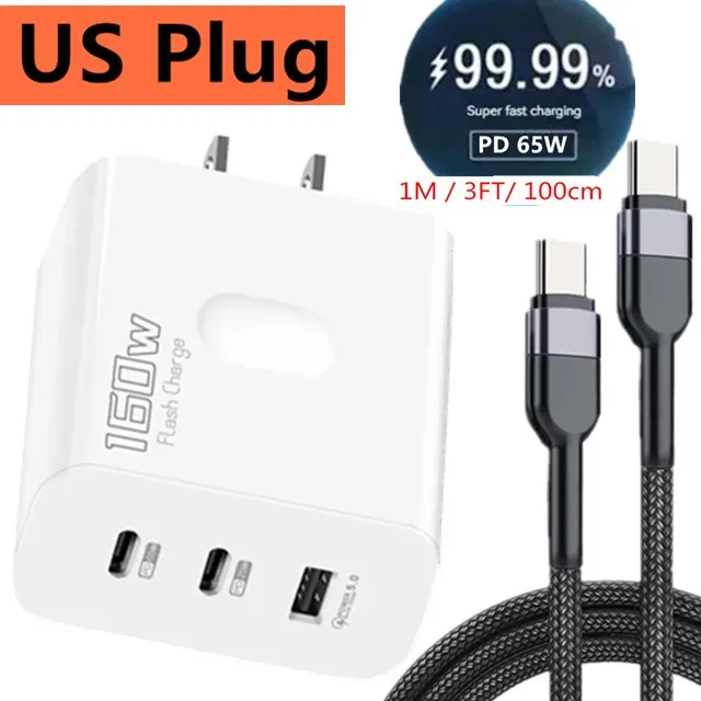 Chargeur USB-C 160 W à charge rapide PD 3.0 pour iPhone, Samsung, Xiaomi, Redmi et OPPO 13