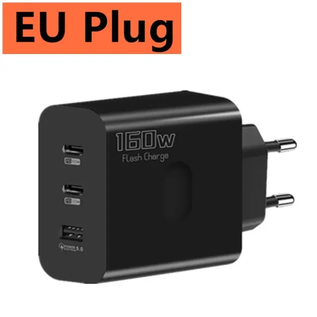 Chargeur USB-C 160 W à charge rapide PD 3.0 pour iPhone, Samsung, Xiaomi, Redmi et OPPO 14