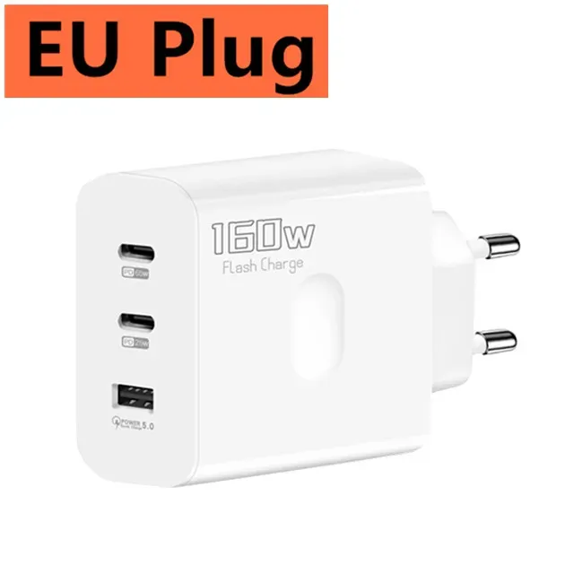 Chargeur USB-C 160 W à charge rapide PD 3.0 pour iPhone, Samsung, Xiaomi, Redmi et OPPO 9