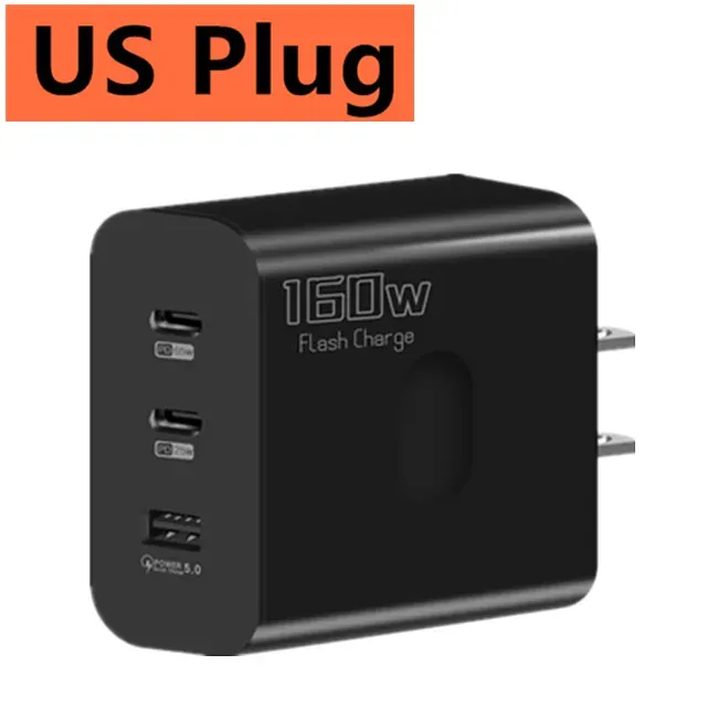 Chargeur USB-C 160 W à charge rapide PD 3.0 pour iPhone, Samsung, Xiaomi, Redmi et OPPO 8